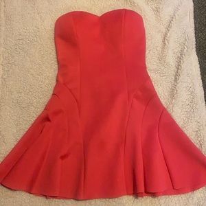 Strapless hot pink dress